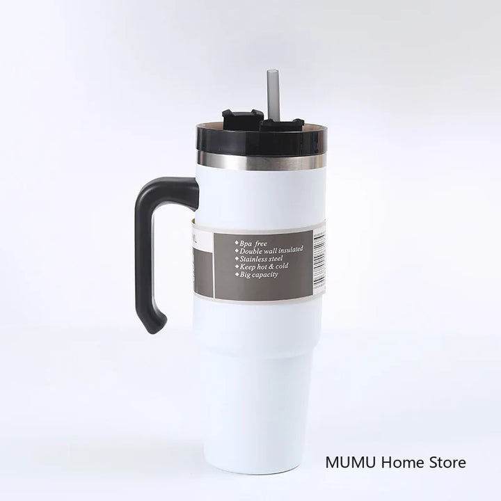 20oz/30oz Stainless Steel Thermos Mug With Straw Car Insulated Cup Tumbler for Outdoor Sports Keeps Cold and Heat Thermal Mug