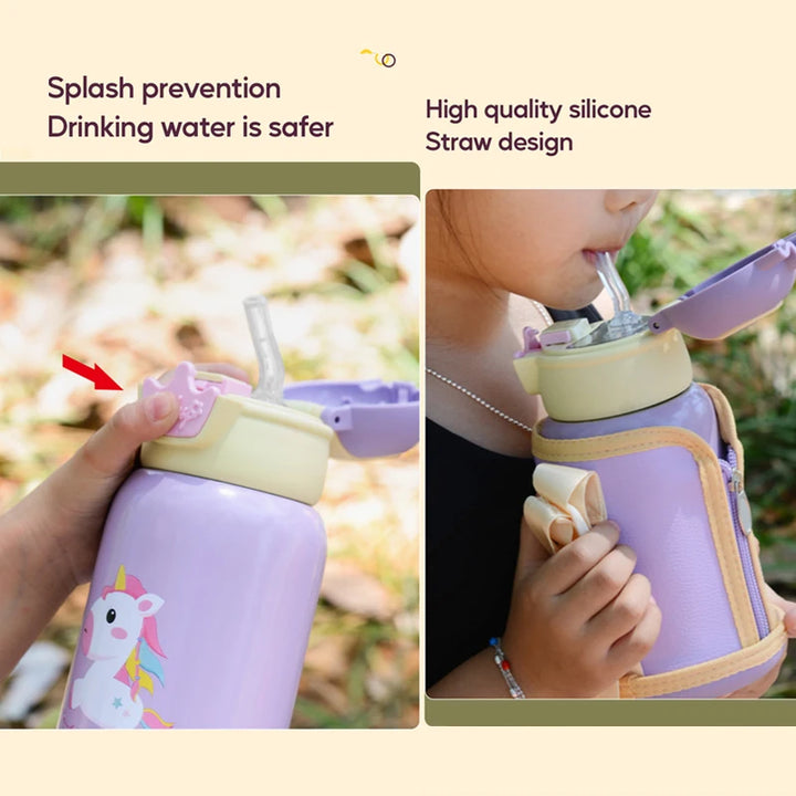 500ml Unicorn Kids Thermos Bottle Cute Children's Thermal Water Bottle Stainless Steel Thermos Mug For Student Water Cup