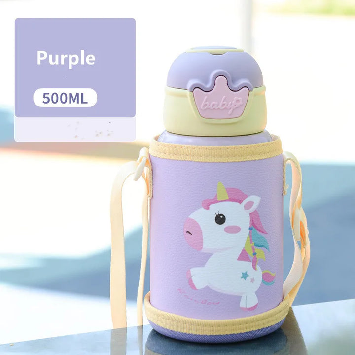 500ml Unicorn Kids Thermos Bottle Cute Children's Thermal Water Bottle Stainless Steel Thermos Mug For Student Water Cup