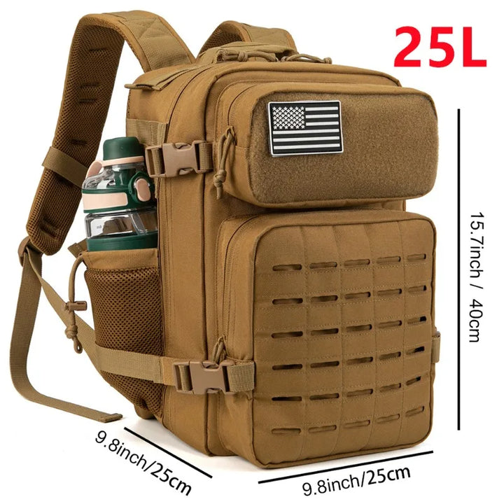 25L/45L Tactical Backpack for Men and Women Small School Rucksack with Bottle Holder hiking camping equipment back pack