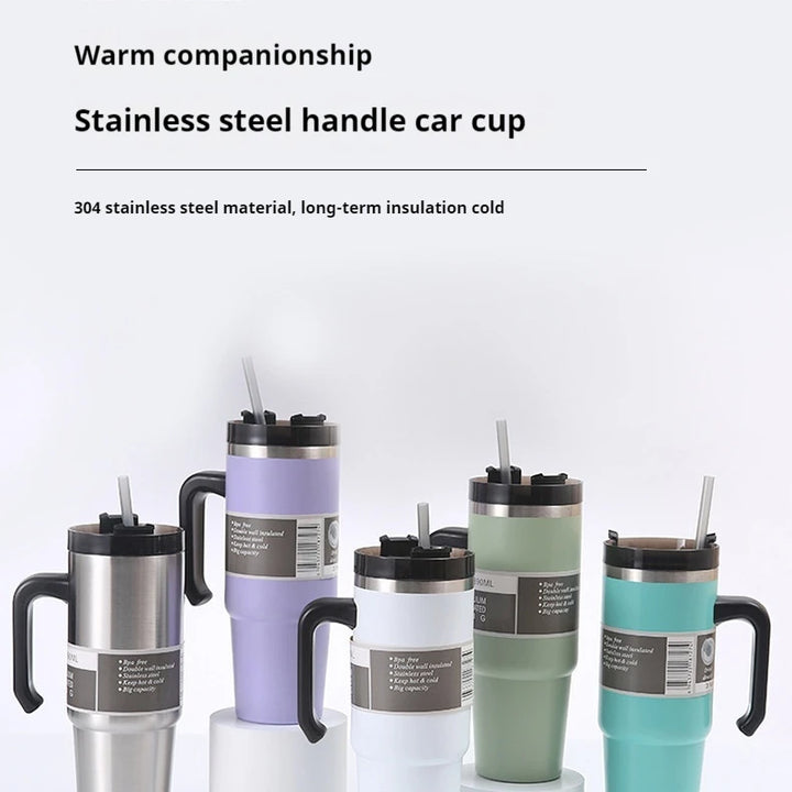 20oz/30oz Stainless Steel Thermos Mug With Straw Car Insulated Cup Tumbler for Outdoor Sports Keeps Cold and Heat Thermal Mug