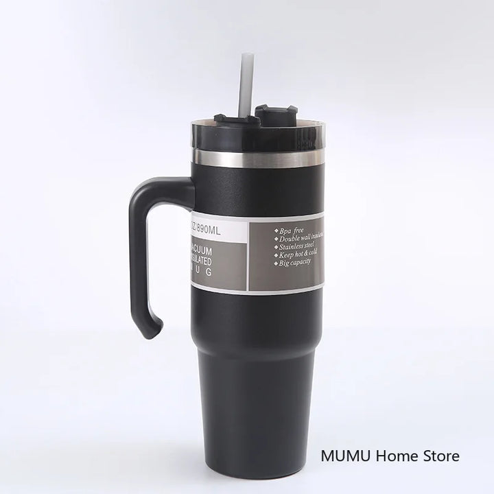 20oz/30oz Stainless Steel Thermos Mug With Straw Car Insulated Cup Tumbler for Outdoor Sports Keeps Cold and Heat Thermal Mug