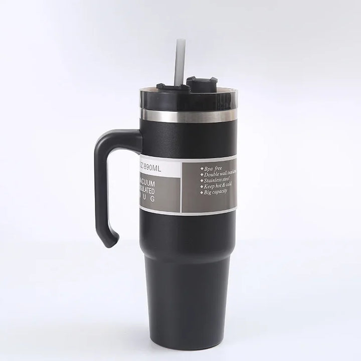 20oz/30oz Stainless Steel Thermos Mug With Straw Car Insulated Cup Tumbler for Outdoor Sports Keeps Cold and Heat Thermal Mug